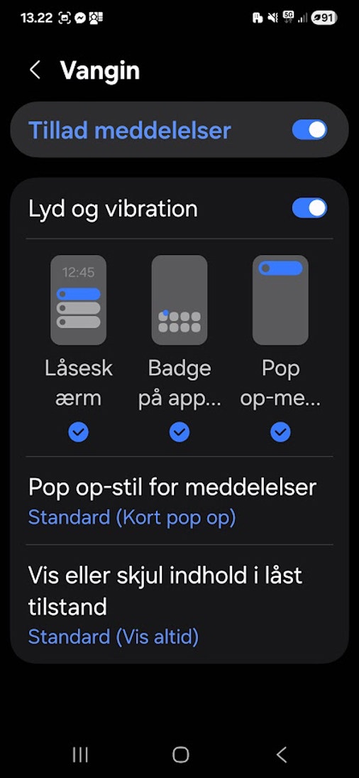 Loyv snarboðum á Android