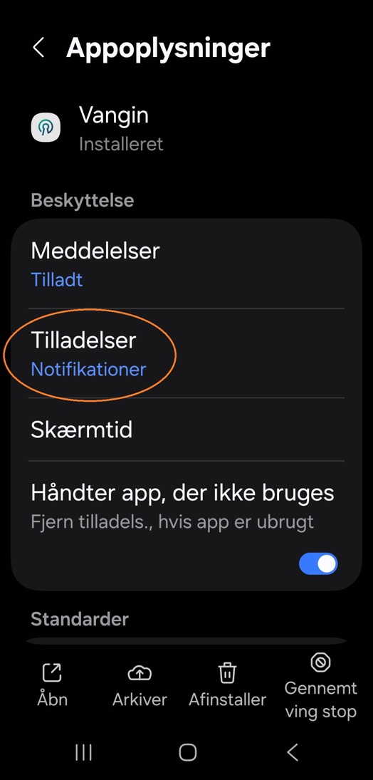 Vel Tilladelser / Notifications